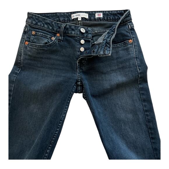 Re/Done Jeans Womens 26 Skinny Button Fly Low-Rise Worn Black Cotton Blend USA - Picture 9 of 13